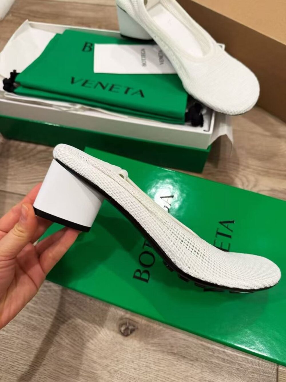 NIB Authentic Bottega Veneta White Mesh Mules